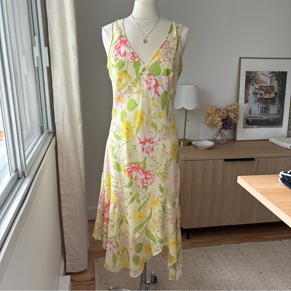 Vintage Y2K Floral Midi Slip Dress – VTG size 16. (M/L)